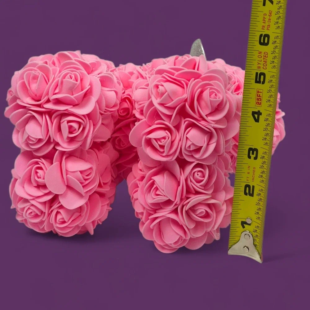 Rose Unicorn Gift - Pink Foam Flowers, Rainbow Mane, 